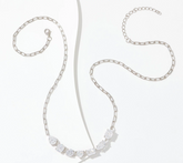 Diamonique 100 Facet Multi-Cut Paperclip Sterling Silver Necklace
